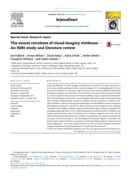 The Neural Correlates of Visual Imagery Vividness E an Fmri Study and Literature Review