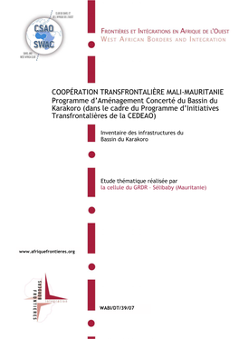 Infrastructures Du Bassin Du Karakoro