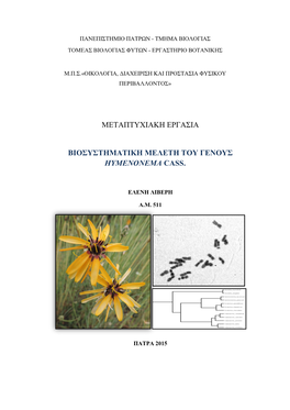 Μεταπτυχιακη Εργασια Βιοσυστηματικη Μελετη Του Γενουσ Ηymenonema Cass