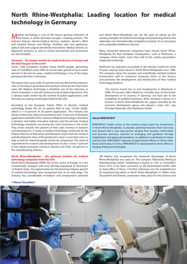 North Rhine-Westphalia: Leading Location for Medical Technology in Germany