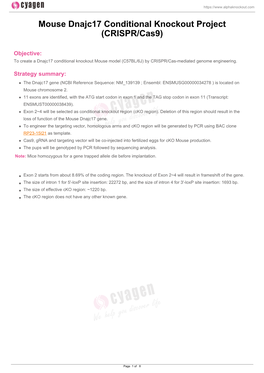 Mouse Dnajc17 Conditional Knockout Project (CRISPR/Cas9)