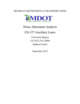 MDOT US-127 Sound Wall Noise Abatement Analysis