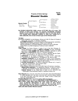 Page 1 by DOUBLE NEGATIVE (1986), Winner of $71,560. Sire of 5