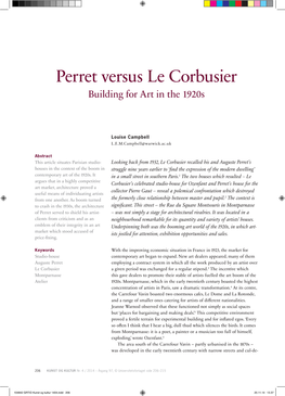 Perret Versus Le Corbusier Building for Art in the 1920S