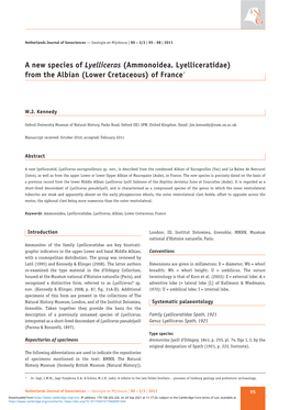 A New Species of Lyelliceras (Ammonoidea, Lyelliceratidae) from the Albian (Lower Cretaceous) of France*