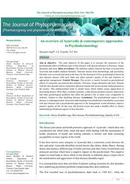 An Overview of Ayurvedic & Contemporary Approaches to Psychodermatology