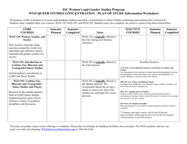 ISU Women's and Gender Studies Program WGS QUEER STUDIES CONCENTRATION