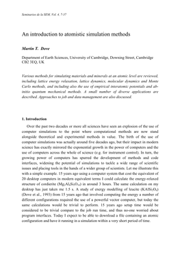 An Introduction to Atomistic Simulation Methods