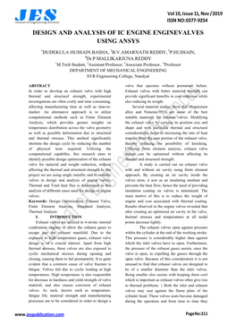 Design and Analysis of Ic Engine Enginevalves Using Ansys