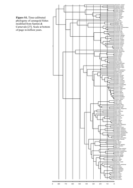 Figure S1. Time-Calibrated Phylogeny of Carangoid Fishes