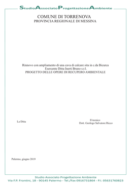 Comune Di Torrenova Provincia Regionale Di Messina