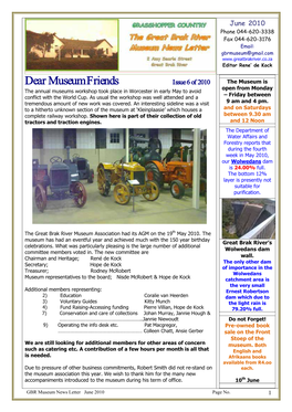 Dear Museum Friends Issue 6 of 2010