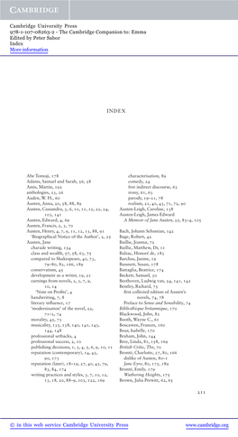 The Cambridge Companion To: Emma Edited by Peter Sabor Index More Information