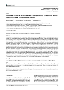 Conceptualising Research on Arrival Functions of New Immigrant Destinations