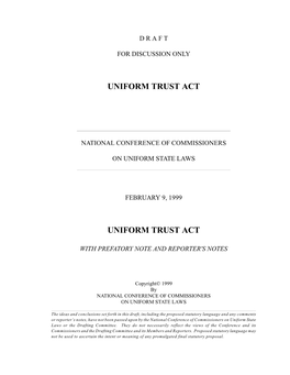 Uniform Trust Act Uniform Trust