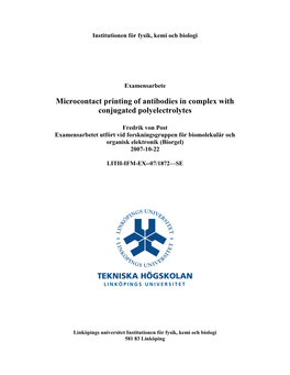 Microcontact Printing of Antibodies in Complex with Conjugated Polyelectrolytes