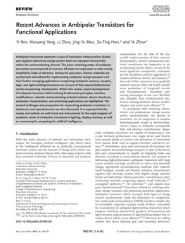 Recent Advances in Ambipolar Transistors for Functional Applications