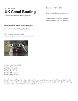 Droitwich Ring from Stourport | UK Canal Boating