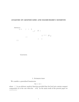 Analysis on Lemniscates and Hamburger's Moments