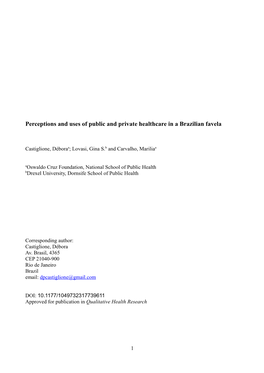 Perceptions and Uses of Public and Private Healthcare in a Brazilian Favela