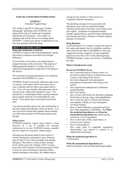 ESTRING*(17 Β-Estradiol) Product Monograph Page 32 of 38 PART