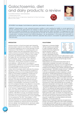 Galactosemia, Diet and Dairy Products