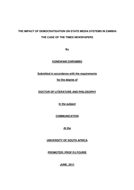 The Impact of Democratisation on State Media Systems in Zambia