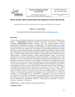 Breve Revisión Sobre La Polinización De Cícadas En El Istmo De Panamá