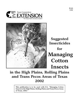 Suggested Insecticides for Managing Coton Insects in the High Plains