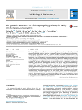 Metagenomic Reconstruction of Nitrogen Cycling Pathways in a CO2- Enriched Grassland Ecosystem