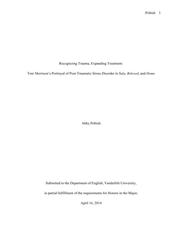 Toni Morrison's Portrayal of Post-Traumatic Stress Disorder In