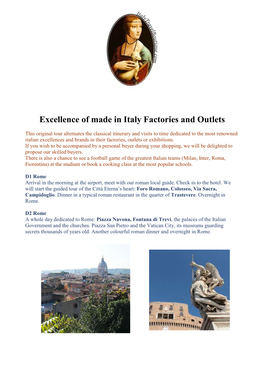 Excellence of Made in Italy Factories and Outlets