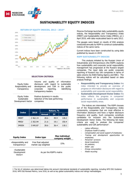 Sustainability Equity Indices