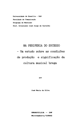 Sobre As Condições De Produção E Significação Da Cultura Musical Brega