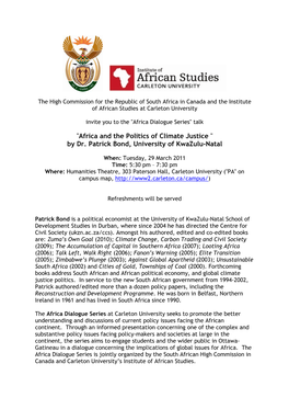 "Africa and the Politics of Climate Justice " by Dr