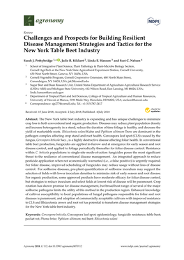 Challenges and Prospects for Building Resilient Disease Management Strategies and Tactics for the New York Table Beet Industry