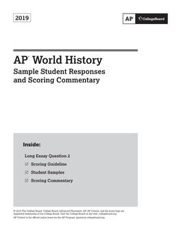 AP® World History Sample Student Responses and Scoring Commentary