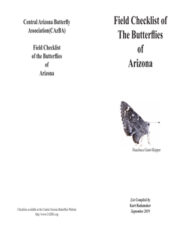 Field Checklist of the Butterflies of Arizona