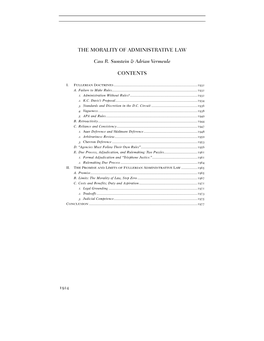 The Morality of Administrative Law Contents