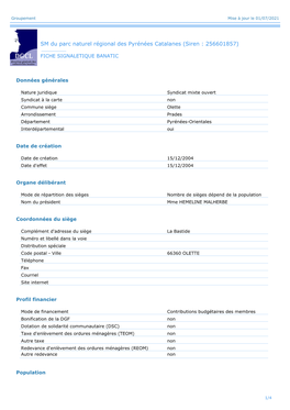 SM Du Parc Naturel Régional Des Pyrénées Catalanes (Siren : 256601857)