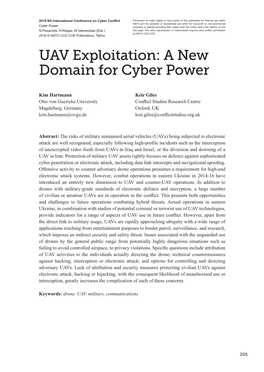 UAV Exploitation: a New Domain for Cyber Power