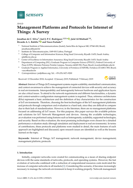 Management Platforms and Protocols for Internet of Things: a Survey