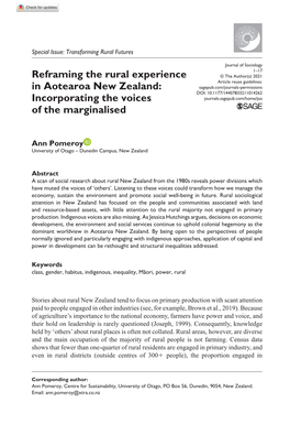 Reframing the Rural Experience in Aotearoa New Zealand