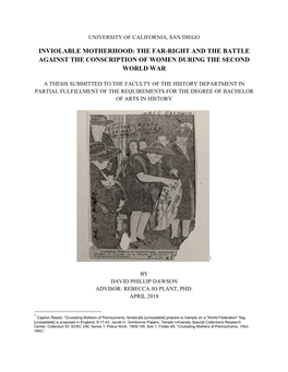 Inviolable Motherhood: the Far-Right and the Battle Against the Conscription of Women During the Second World War