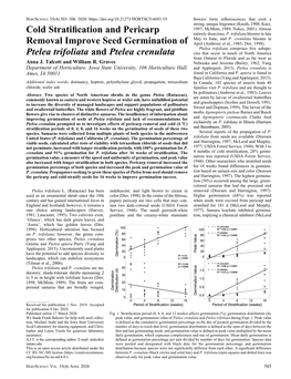 Cold Stratification and Pericarp Removal Improve Seed