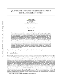 Quantitative Survey of the State of the Art in Sign Language Recognition