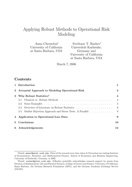 Applying Robust Methods to Operational Risk Modeling
