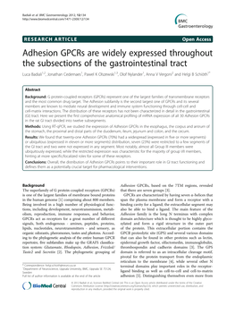 Adhesion Gpcrs Are Widely Expressed Throughout The