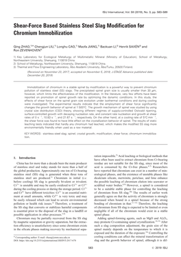 Shear-Force Based Stainless Steel Slag Modification for Chromium Immobilization