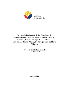 Inventario Preliminar De Las Emisiones De Contaminantes Del Aire